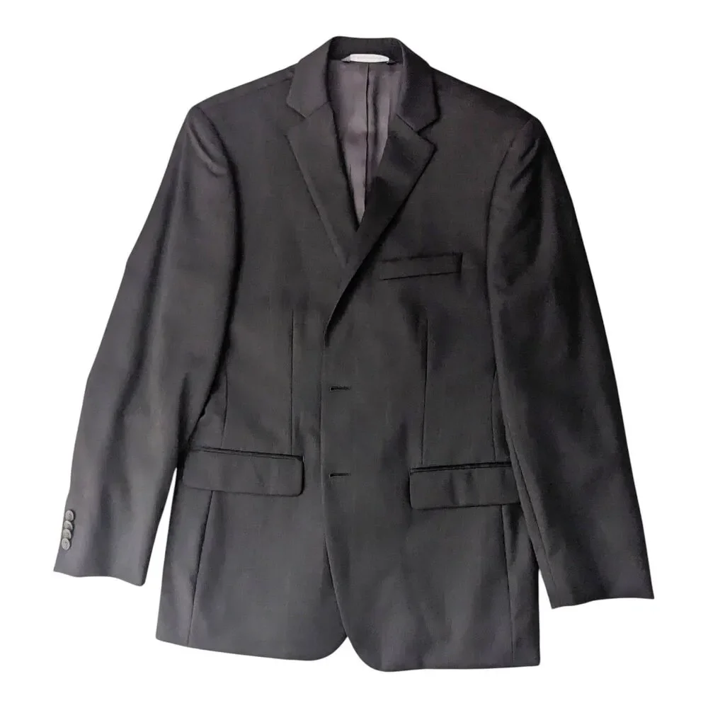 Perry Ellis Portfolio Men's 40R Blazer Sports Coat Dark Brown Plaid 100% Wool